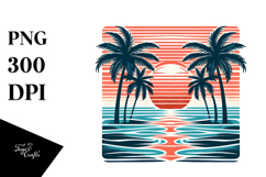 Retro Tropical Sunset Clipart PNG Product Image 1