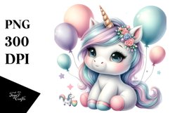 Balloon Baby Unicorn | Clipart Product Image 1