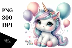 Balloon Baby Unicorn | Clipart Product Image 1