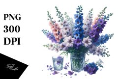 Watercolor Delphinium | Sublimation | Clipart Product Image 3