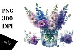 Watercolor Delphinium | Sublimation | Clipart Product Image 3