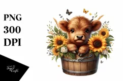 Cute Baby Highland Cow Watercolor Product Image 1