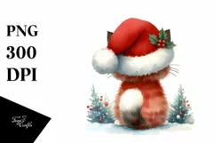 Christmas Cat Wearing Santa Hat PNG Product Image 1