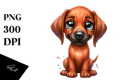 Watercolor Baby Cartoon Rhodesian Ridgeback, Transparent PNG Product Image 1