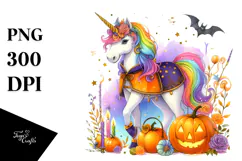 Vibrant Halloween Unicorn | Sublimation | Clipart Product Image 1