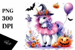 Vibrant Halloween Unicorn | Sublimation | Clipart Product Image 1