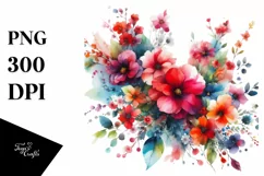 Colorfull Abstract Red Flowers PNG Product Image 3