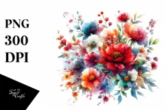 Colorfull Abstract Red Flowers PNG Product Image 1