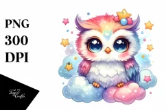 Colorful Baby Owl Smiling | Clipart Product Image 3
