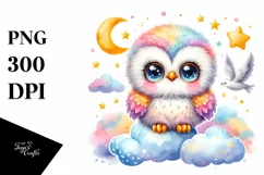 Colorful Baby Owl Smiling | Clipart Product Image 1