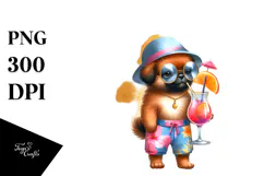 Funky Puppy in Beachwear PNG Product Image 1