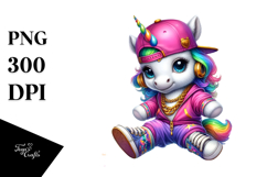 Colorful Baby Unicorn Hip Hop PNG Product Image 1