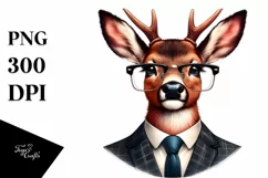 Funny Deer Portrait in Retro es | Sublimation Clipart Product Image 1