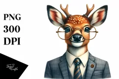 Funny Detailed Deer Watercolor Summer Sticker Clipart Product Image 3