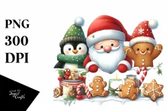 Santa Penguin Ginger Bread Playing Cards PNG Product Image 3