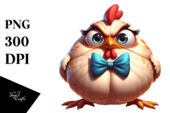 Exaggerated Chicken with Bow Tie, High-Res PNG Product Image 1