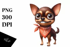 Watercolor Dog with Bandana | Funny Eyes | Teeth | Product Image 1
