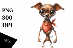 Watercolor Dog with Bandana | Funny Eyes | Teeth | Product Image 1