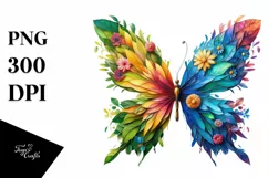 Vibrant Butterfly with Flowers PNG Product Image 3