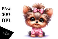 Watercolor Baby Cartoon Yorkipoo PNG Product Image 1