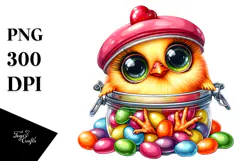 baby Chicken with Jellybean Jar, PNG Product Image 1