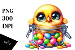 baby Chicken with Jellybean Jar, PNG Product Image 1