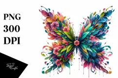 Vibrant Butterfly with Flowers PNG Product Image 1