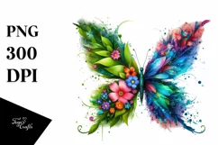 Vibrant Butterfly with Flowers, PNG Product Image 3