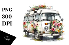 Vintage Campervan with Flowers, 20 oz Tumbler Product Image 1
