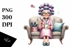 Watercolor Old Lady Sofa Mug | Sublimation | Clipart Product Image 3