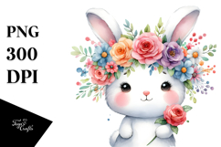 Cartoon Rabbit with Flower Crown PNG Product Image 1