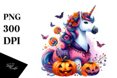 Vibrant Halloween Unicorn | Sublimation | Clipart Product Image 1