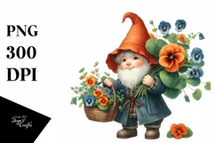 Detailed Cute Gnome Holding Basket Nasturtium | Sublimation Product Image 3