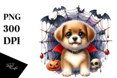 Cute Puppy Spider Web Halloween Clipart Product Image 1