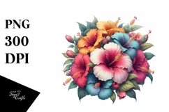 Colorful Hibiscus Bouquet | Clipart Product Image 1