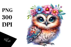 Happy Baby Owl Posing PNG Product Image 1