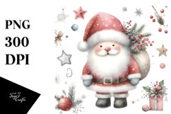 Washed Watercolor Whimsicall Santa PNG Product Image 1