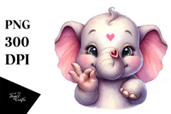 Cute Elephant Portrait Watercolor Love Product Image 1