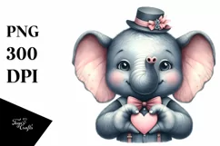 Whimsical Elephant Portrait Love Sign Watercolor Product Image 1