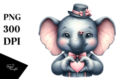 Cute Elephant Portrait Watercolor Love Product Image 1