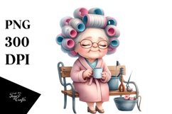 Watercolor Old Lady Bench Mug | Sublimation | Clipart Product Image 1