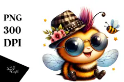 Energetic Baby Bee with Punk Look PNG Product Image 1
