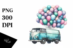 Vintage Dirty Van Watercolor PNG Product Image 1