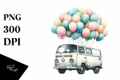 Vintage Dirty Van Watercolor PNG Product Image 3