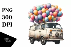 Vintage Dirty Van Watercolor PNG Product Image 3