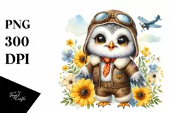 Colorful Baby Owl in Aviator Suit | Sublimation | Clipart Product Image 3