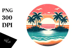 Retro Tropical Island Sunset, 20 oz Tumbler Product Image 1