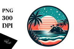 Retro Tropical Island Sunset, 20 oz Tumbler Product Image 1