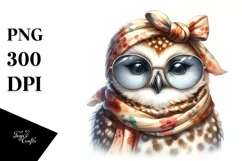 Adorable Owl with Silk Scarf | Sublimation Clipart Product Image 1