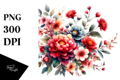Colorful Red Flowers PNG Product Image 1